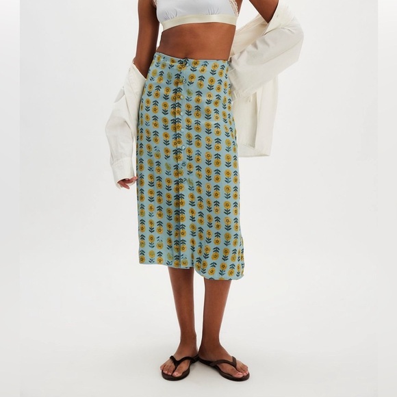 NWT Free People Analise Printed Midi Skirt Floral - Picture 1 of 4